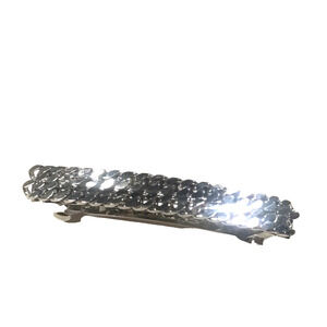 Hair Barrette Tension Clip Chain Link Silver Tone 3" Long